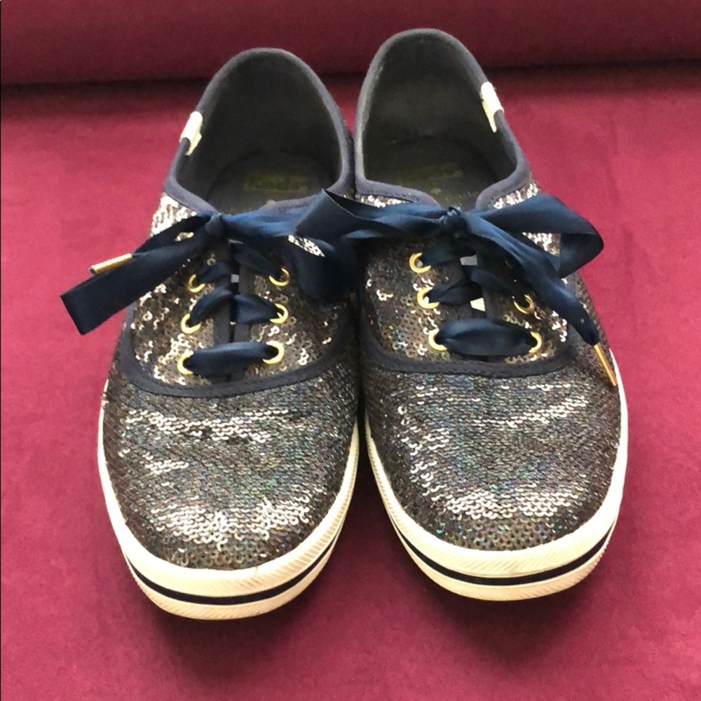 D O N A T E D Kate Spade Sneakers Navy Blue and Gold (mostly blue) size 8 EUC - Picture 4 of 5